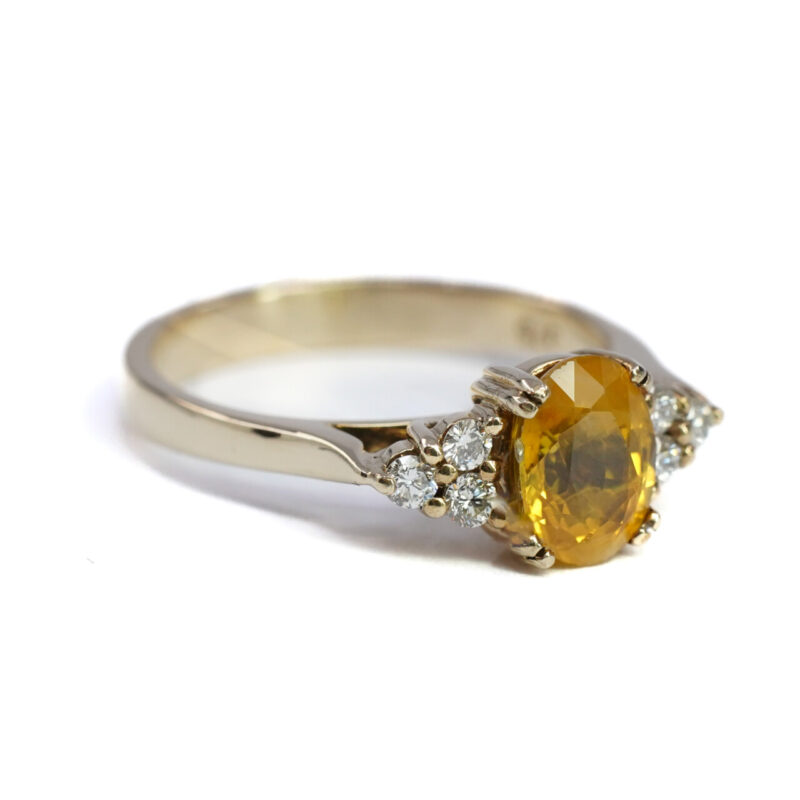 9ct Yellow Gold Yellow Sapphire & Diamond Ring Size N1/2 #64468