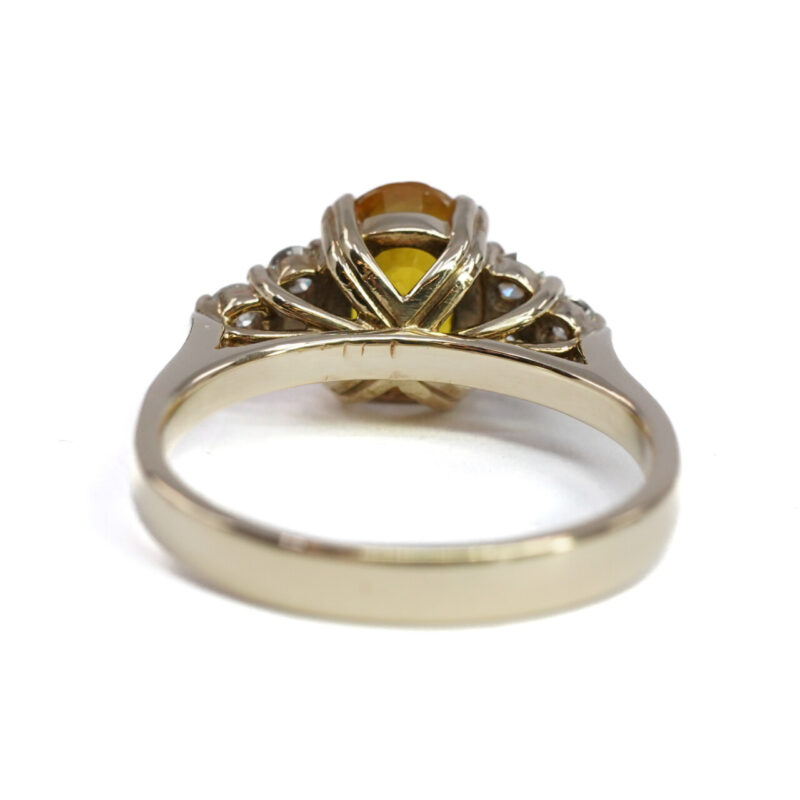 9ct Yellow Gold Yellow Sapphire & Diamond Ring Size N1/2 #64468