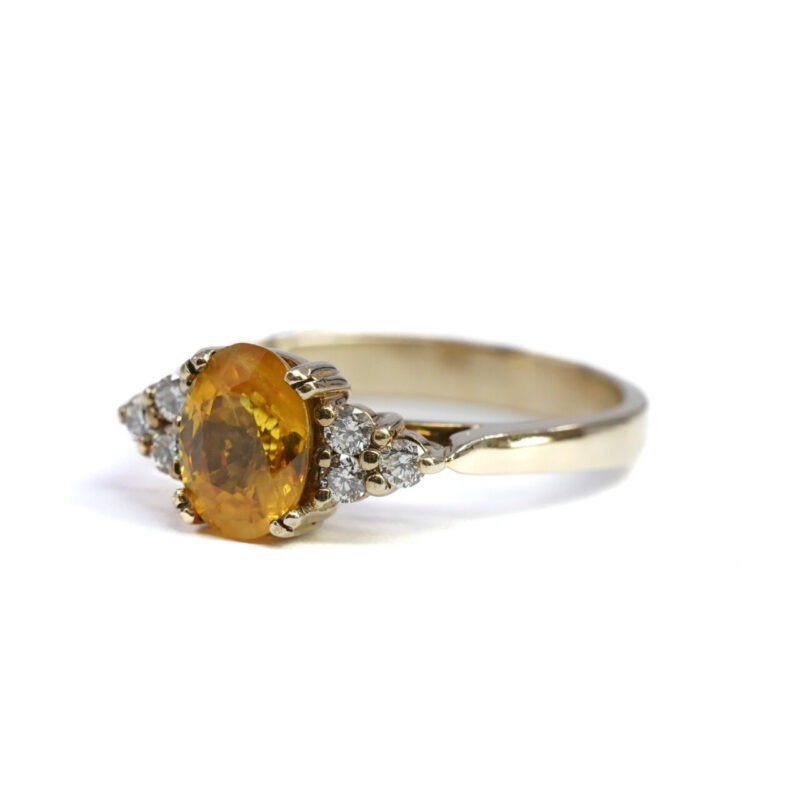 9ct Yellow Gold Yellow Sapphire & Diamond Ring Size N1/2 #64468