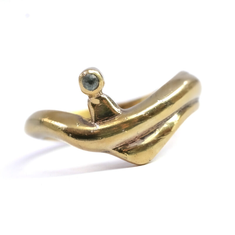 Sterling Silver Gold Plated Ring Size M #64610