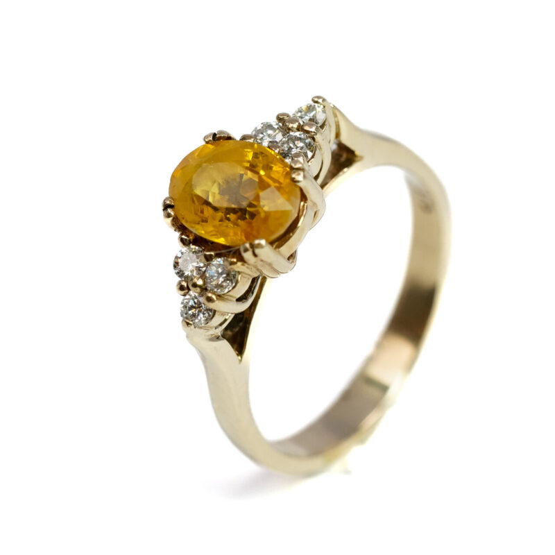 9ct Yellow Gold Yellow Sapphire & Diamond Ring Size N1/2 #64468