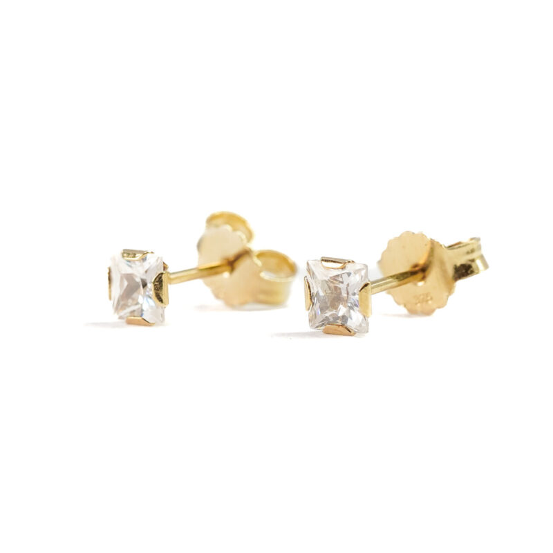 9ct Yellow Gold Square CZ Stud Earrings #62009