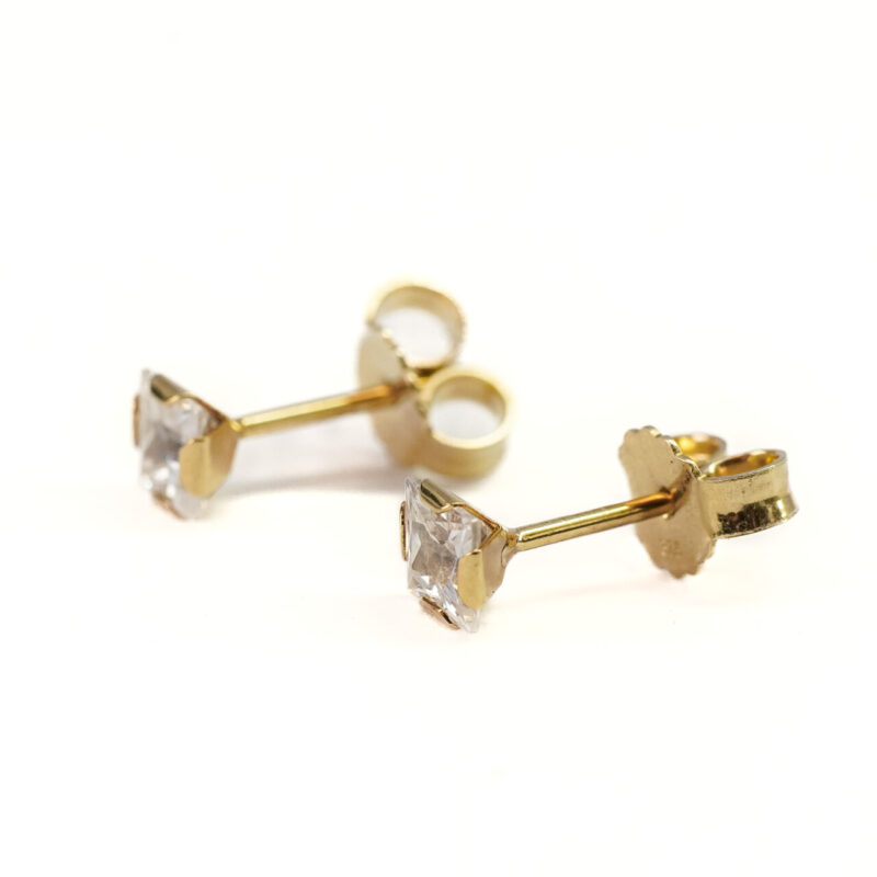 9ct Yellow Gold Square CZ Stud Earrings #62009