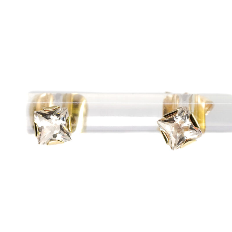 9ct Yellow Gold Square CZ Stud Earrings #62009