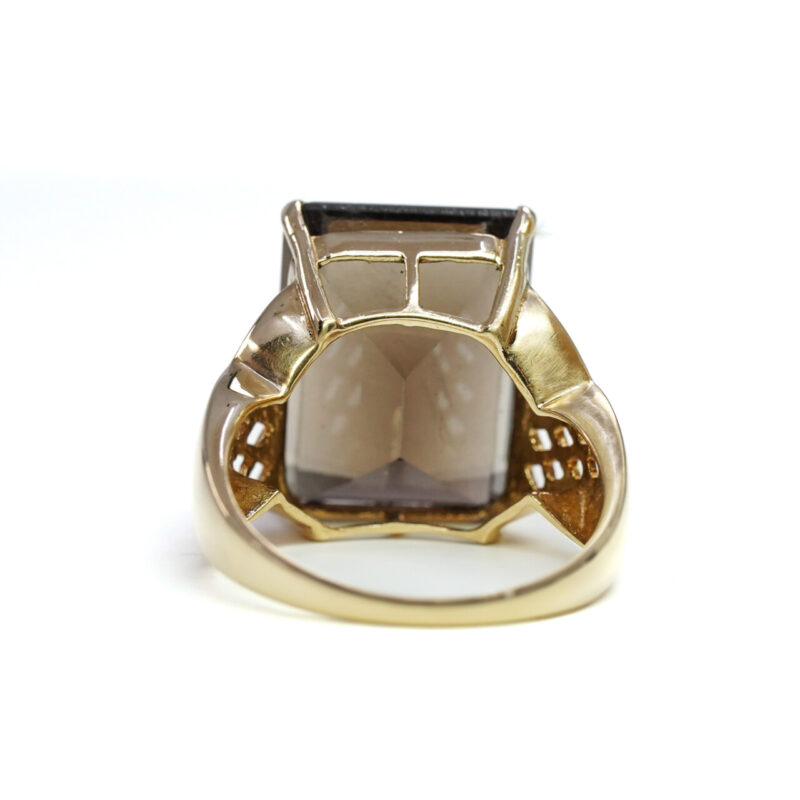 10ct Yellow Gold Smokey Quartz Cocktail Ring Size N #65301