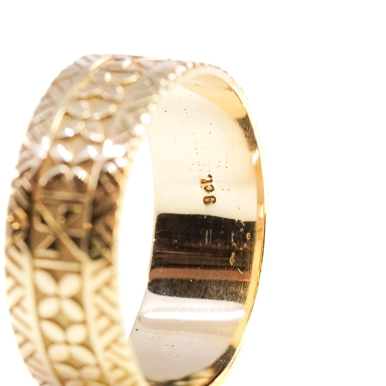 Vintage 9ct Yellow Gold Ornate Patterned Ring Band Size U 1/2 #65299 Vintage 9ct Yellow Gold Ornate Patterned Ring Band Size U 1/2 #65299 - Image 8