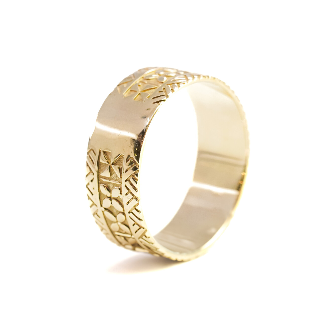 Vintage 9ct Yellow Gold Ornate Patterned Ring Band Size U 1/2 #65299 Vintage 9ct Yellow Gold Ornate Patterned Ring Band Size U 1/2 #65299 - Image 6