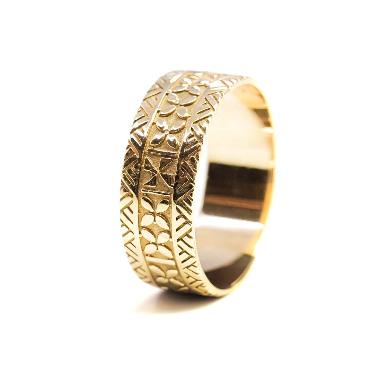 Vintage 9ct Yellow Gold Ornate Patterned Ring Band Size U 1/2 #65299 Vintage 9ct Yellow Gold Ornate Patterned Ring Band Size U 1/2 #65299 - Image 5