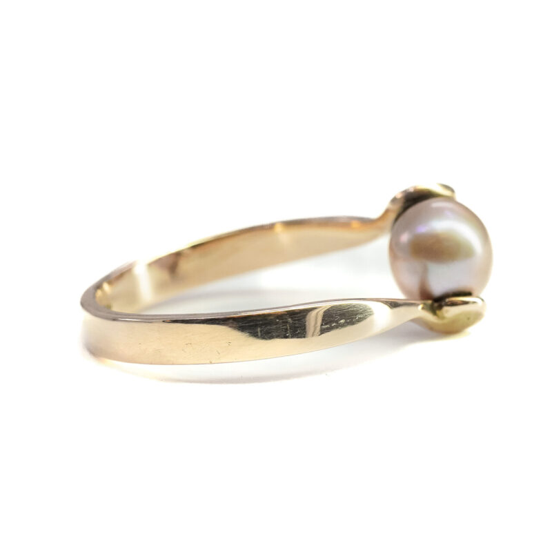 10ct Yellow Gold Freshwater Pearl Split Shank Ring Size O #65323