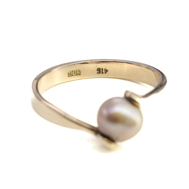 10ct Yellow Gold Freshwater Pearl Split Shank Ring Size O #65323