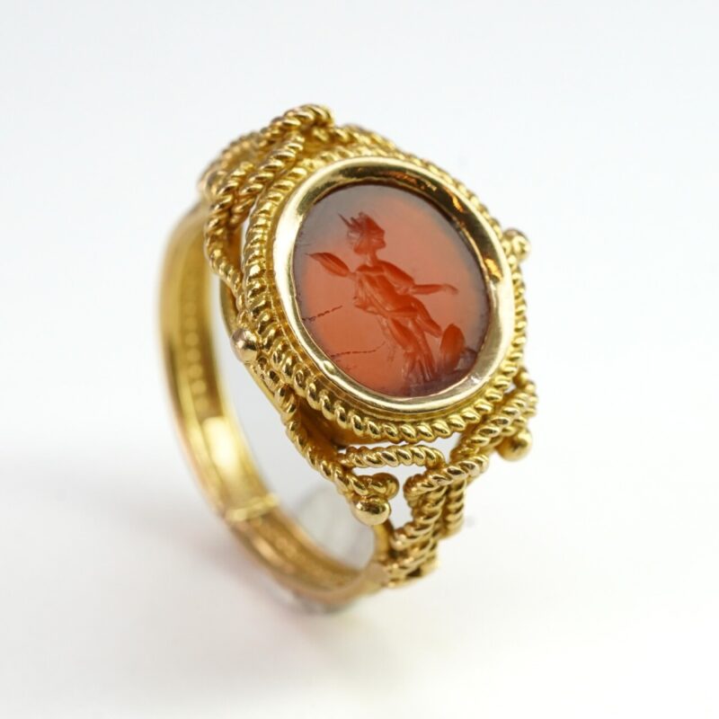 21ct Yellow Gold Carnelian Intaglio Seal Ring Size Q #65329