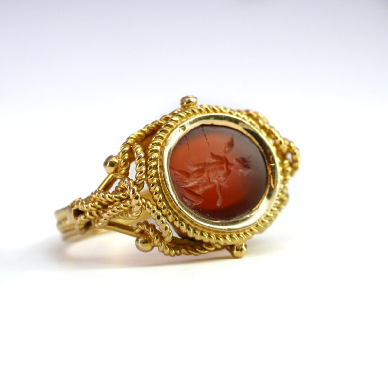 21ct Yellow Gold Carnelian Intaglio Seal Ring Size Q #65329 - Image 3