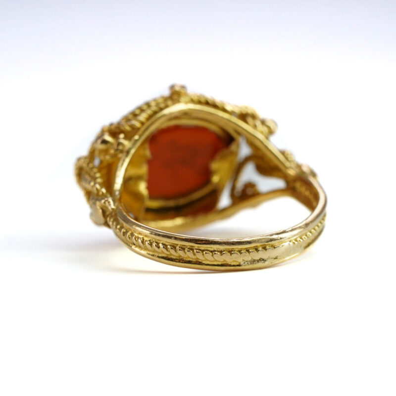 21ct Yellow Gold Carnelian Intaglio Seal Ring Size Q #65329 - Image 6