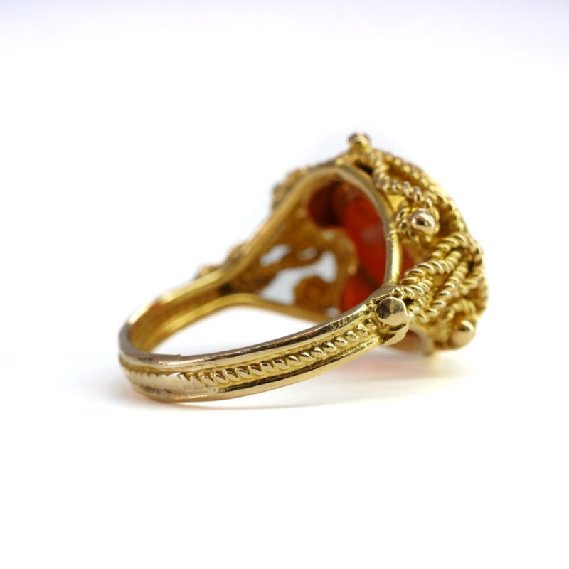 21ct Yellow Gold Carnelian Intaglio Seal Ring Size Q #65329 - Image 5