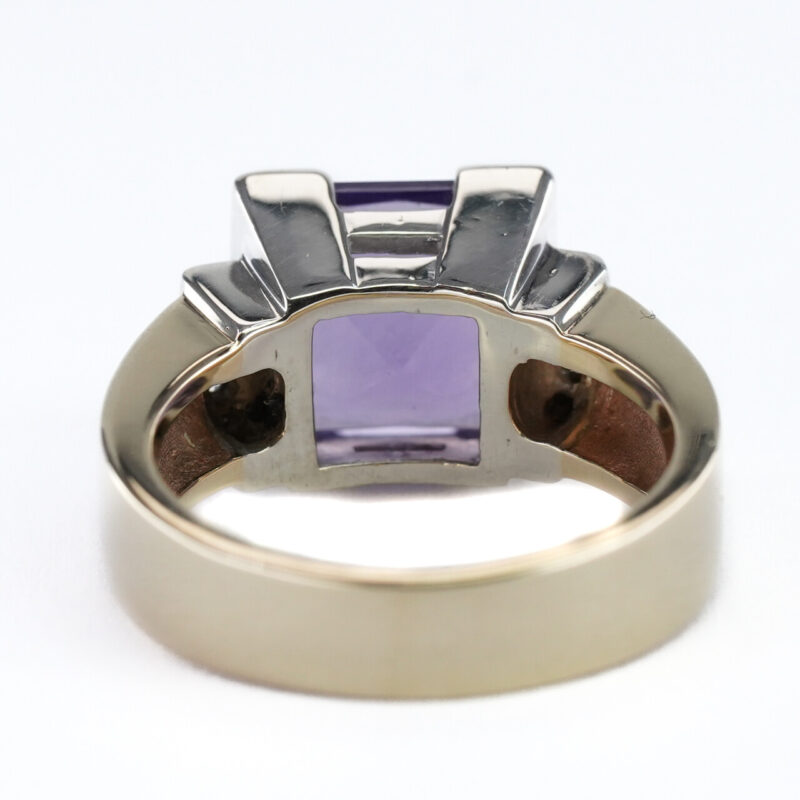 9ct Yellow and White Gold Amethyst and Diamond Ring Size O1/2 #65154