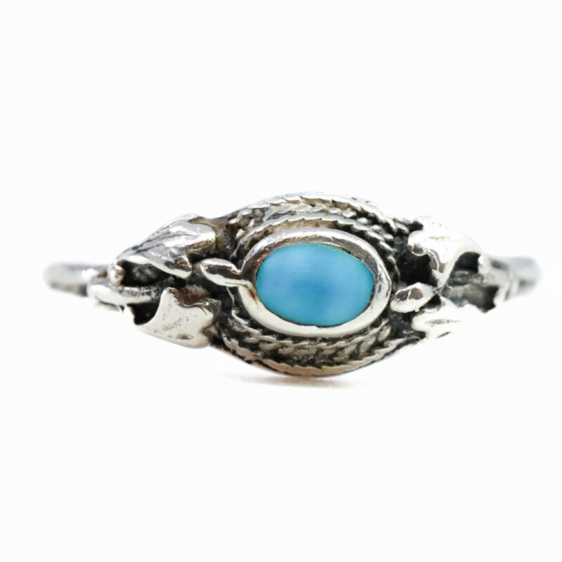 Sterling Silver Blue enamel Ring Size P #64983