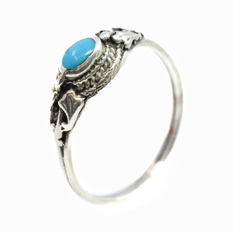 Sterling Silver Blue enamel Ring Size P #64983