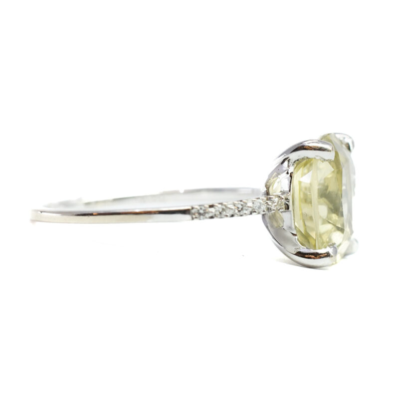 18ct White18 Gold Lemon Quartz & Diamond Ring Size N #65213