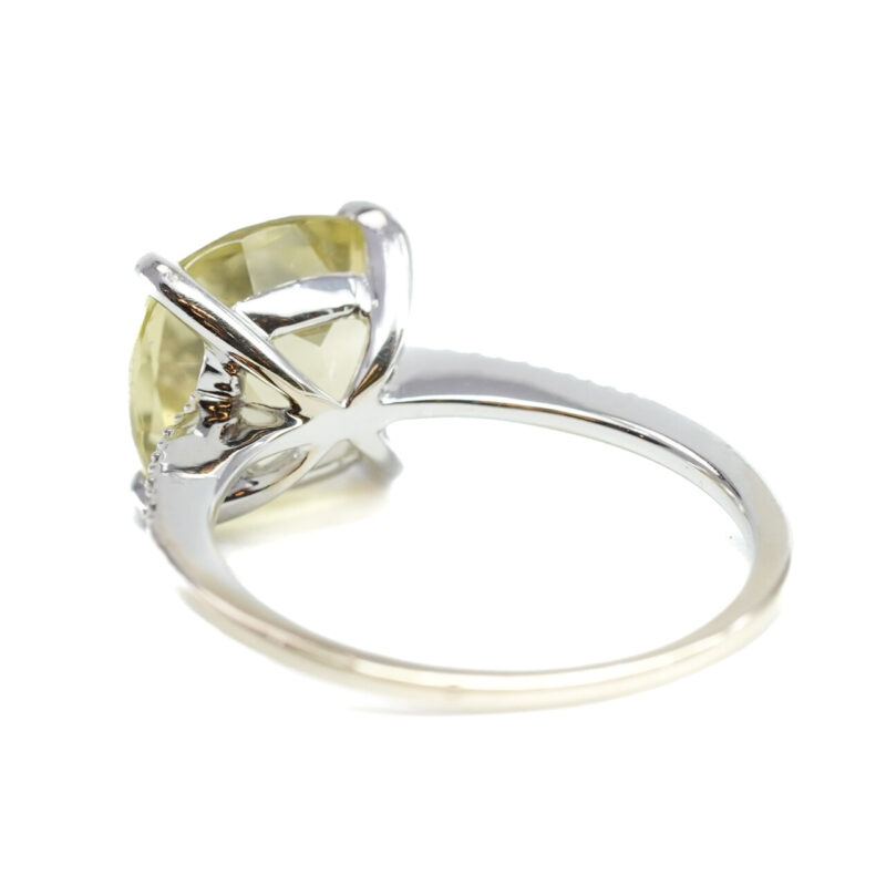 18ct White18 Gold Lemon Quartz & Diamond Ring Size N #65213