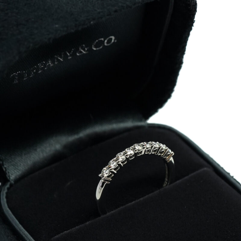 Tiffany & Co - Tiffany Forever Platinum Band with a Half-Circle of Diamonds Size 5.5 #65560 - Image 9