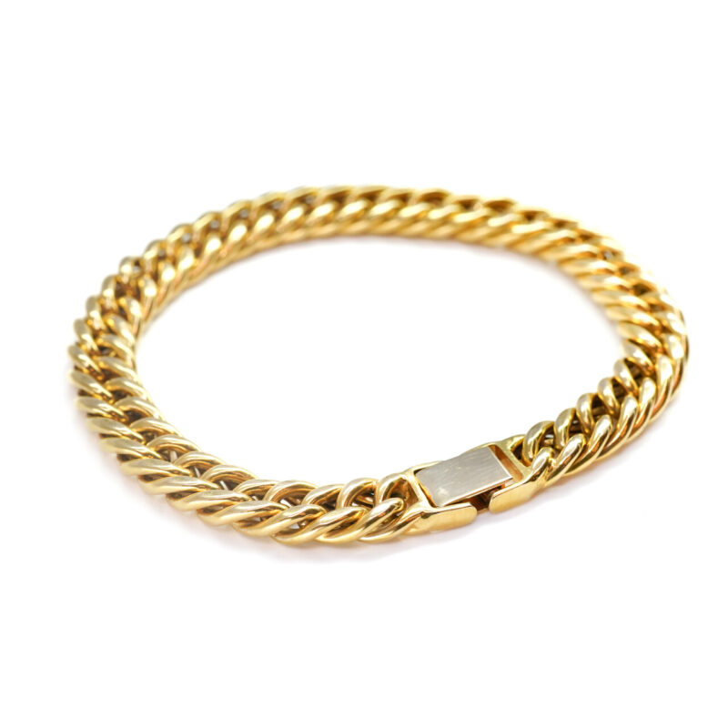 17ct Yellow Gold Hollow Curb Link Chain Bracelet #65228