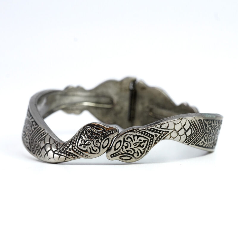 Hinged Snake Bangle in Silver Coloured Metal 60mm #65549