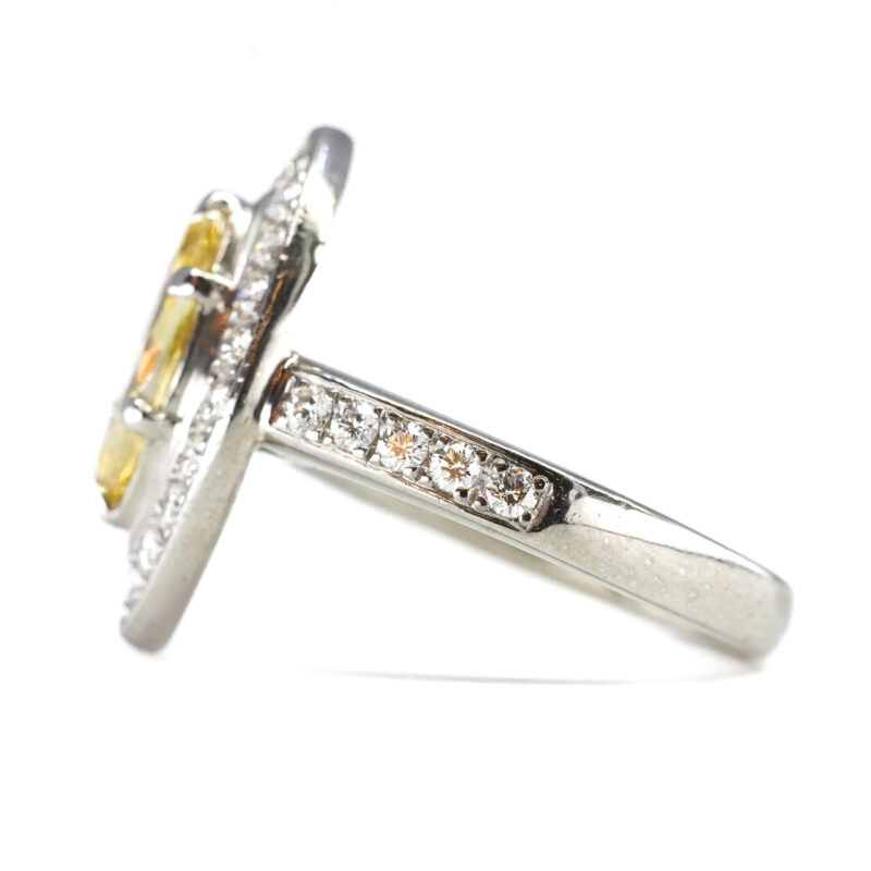 Platinum Fancy Intense Yellow Marquise Diamond Halo Ring Valued $13600 Size H #65243 - Image 7