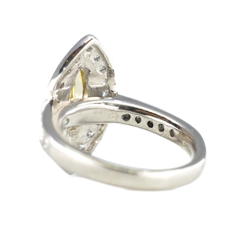 Platinum Fancy Intense Yellow Marquise Diamond Halo Ring Valued $13600 Size H #65243 - Image 9