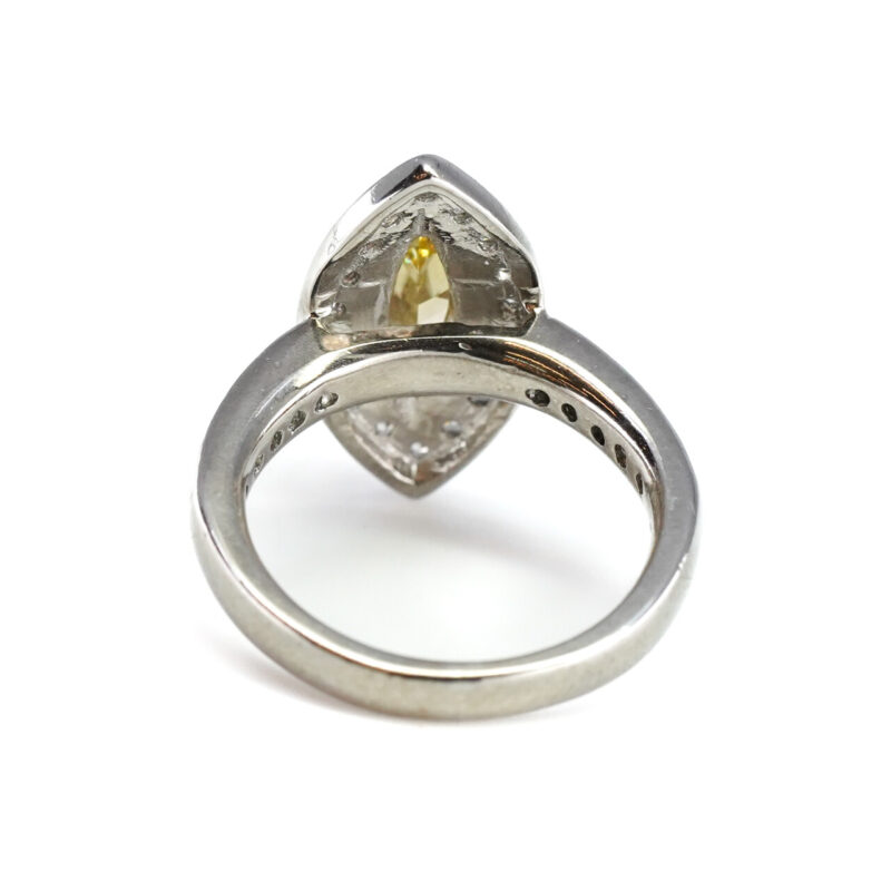 Platinum Fancy Intense Yellow Marquise Diamond Halo Ring Valued $13600 Size H #65243 - Image 13