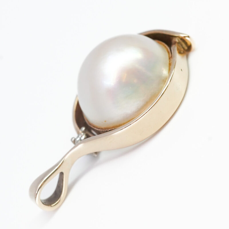 Mabe Pearl & Diamond Pendant in 9ct Yellow Gold #57734 - Image 12