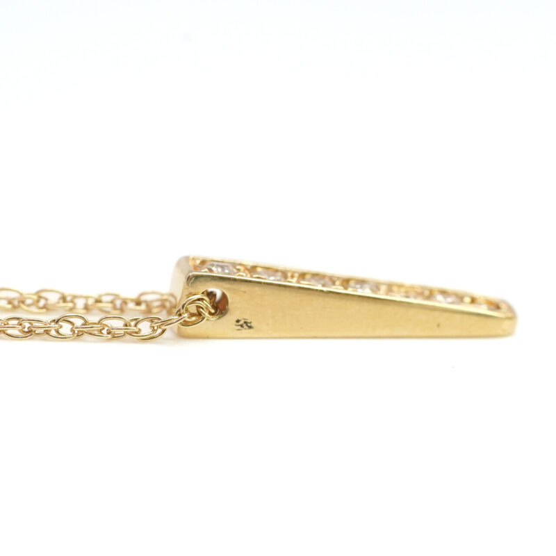 14ct Yellow Gold Singapore Link Chain & CZ Bar Pendant #64371 - Image 5