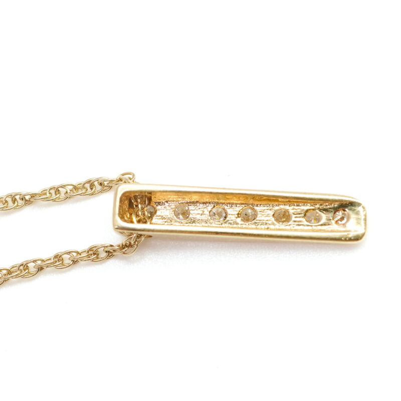 14ct Yellow Gold Singapore Link Chain & CZ Bar Pendant #64371 - Image 7