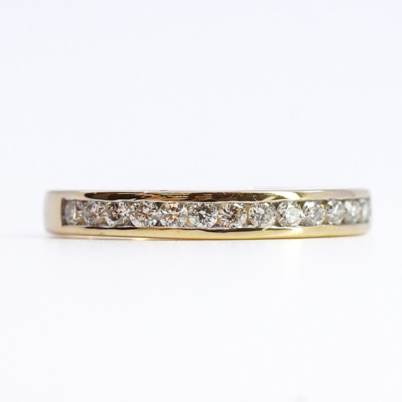 9ct Yellow Gold Diamond Eternity Wedding Ring Band Size M #64969