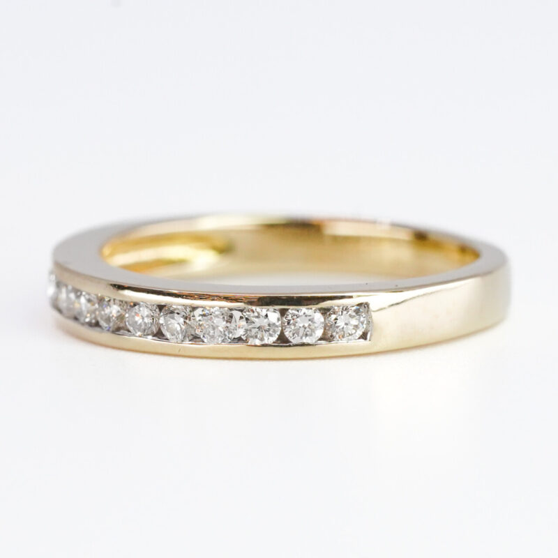 9ct Yellow Gold Diamond Eternity Wedding Ring Band Size M #64969