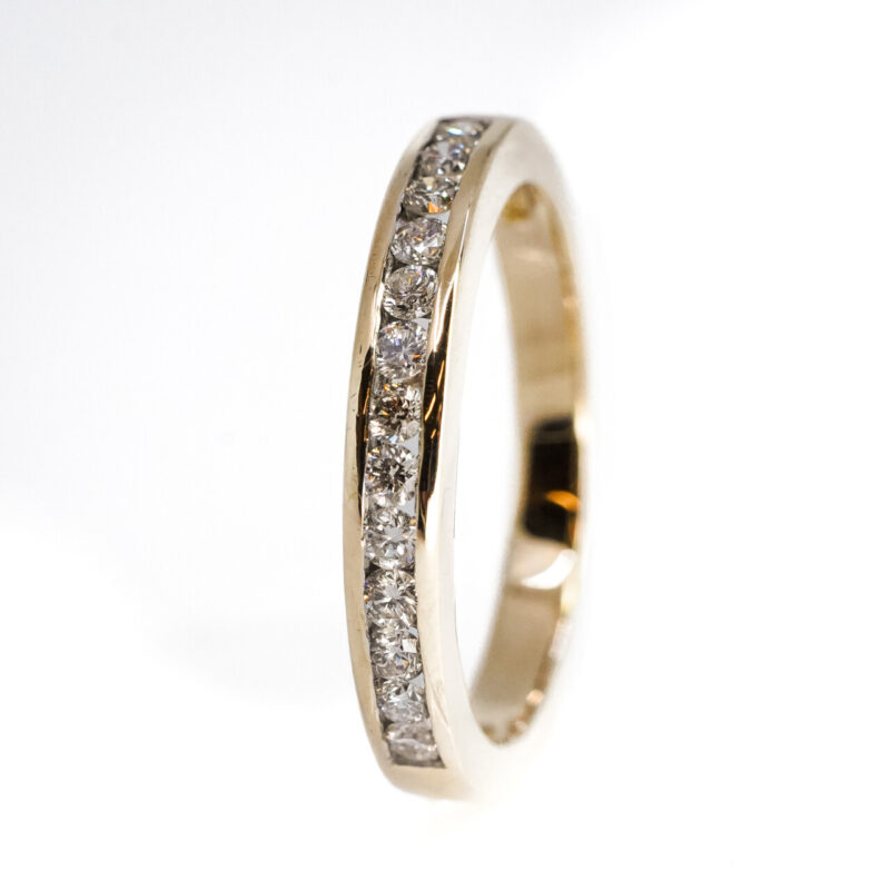 9ct Yellow Gold Diamond Eternity Wedding Ring Band Size M #64969