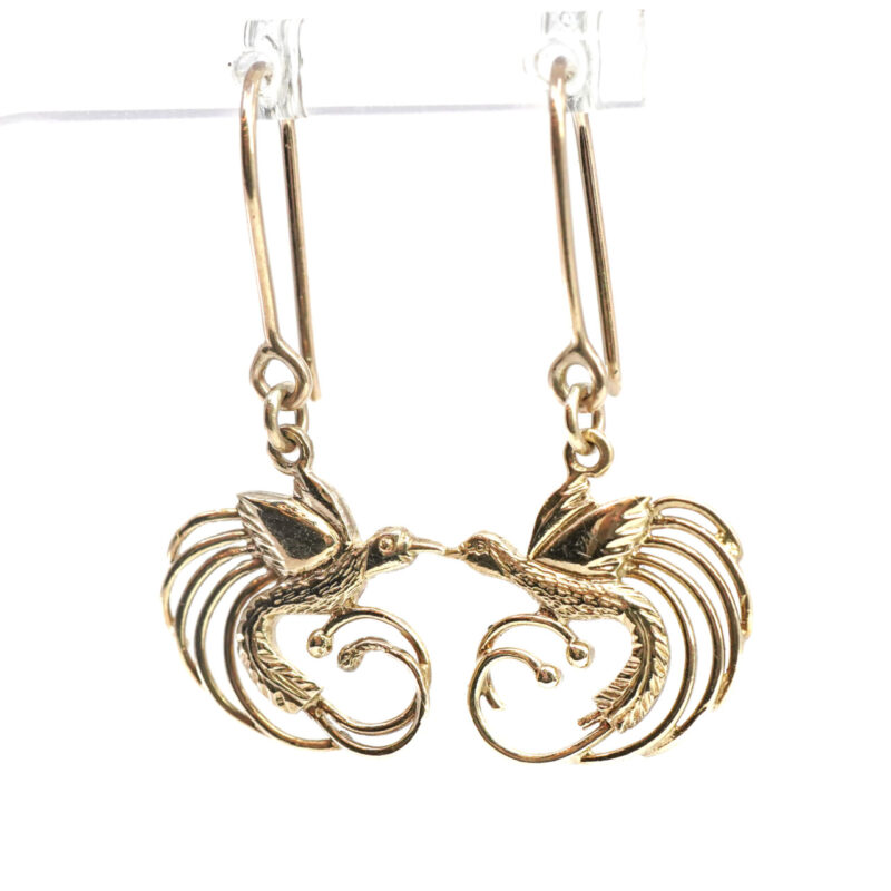 9ct Yellow Gold Lyrebird Earrings #65322