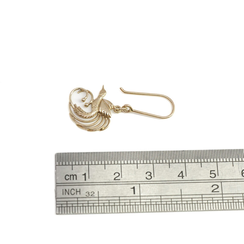 9ct Yellow Gold Lyrebird Earrings #65322