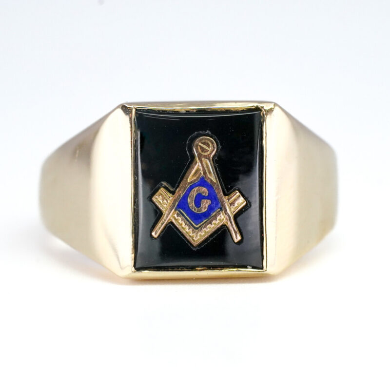 Masonic Onyx Signet Ring 9ct Yellow Gold Size U #65361 - Image 4