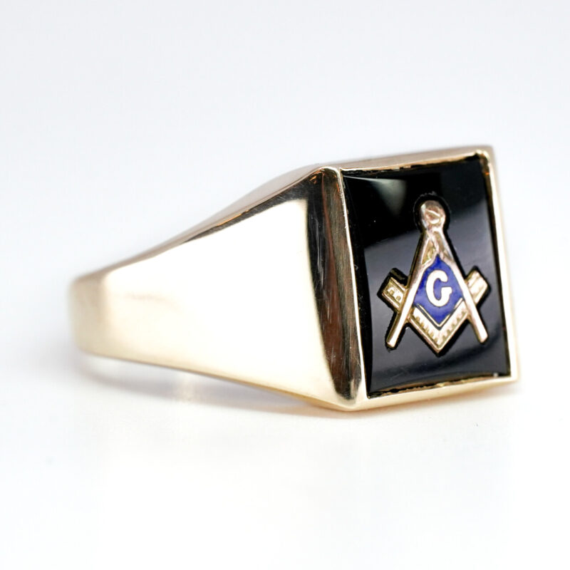 Masonic Onyx Signet Ring 9ct Yellow Gold Size U #65361 - Image 5