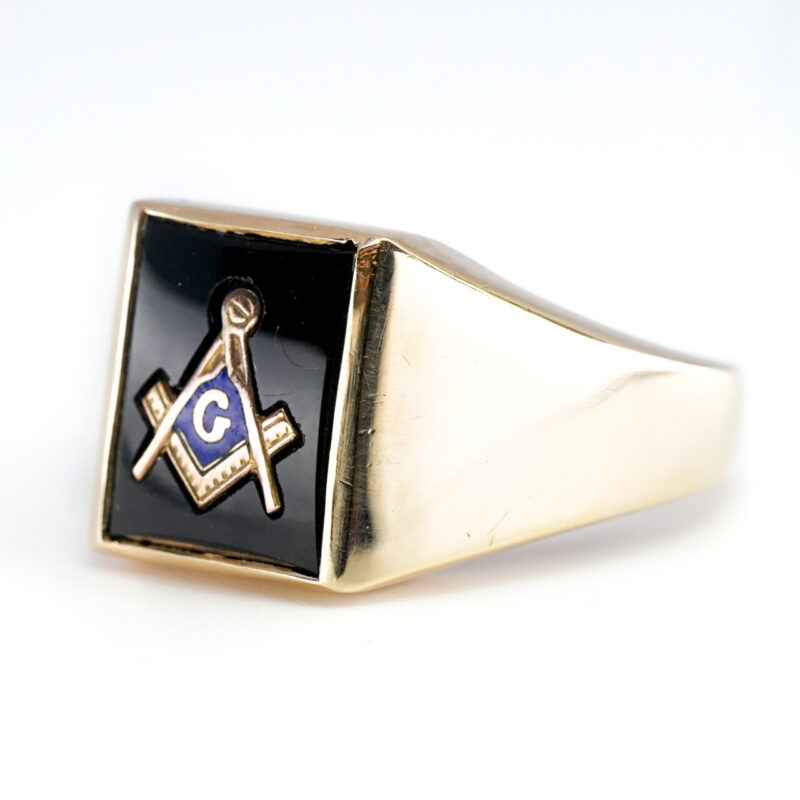 Masonic Onyx Signet Ring 9ct Yellow Gold Size U #65361