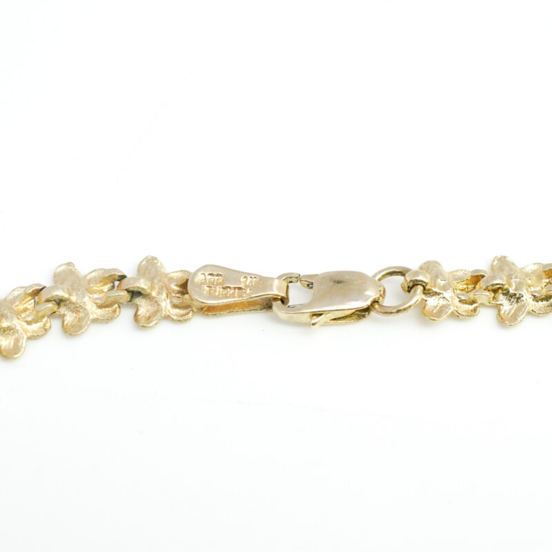 Frangipani Flower Bracelet 14ct Yellow Gold 18.5cm #65359 - Image 9