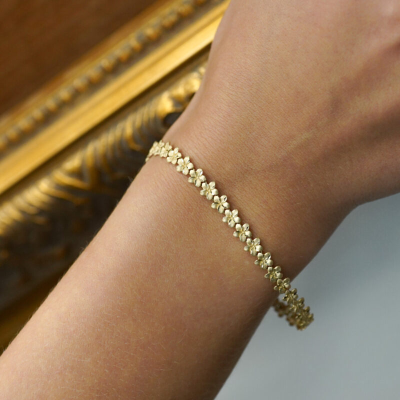 Frangipani Flower Bracelet 14ct Yellow Gold 18.5cm #65359 - Image 3