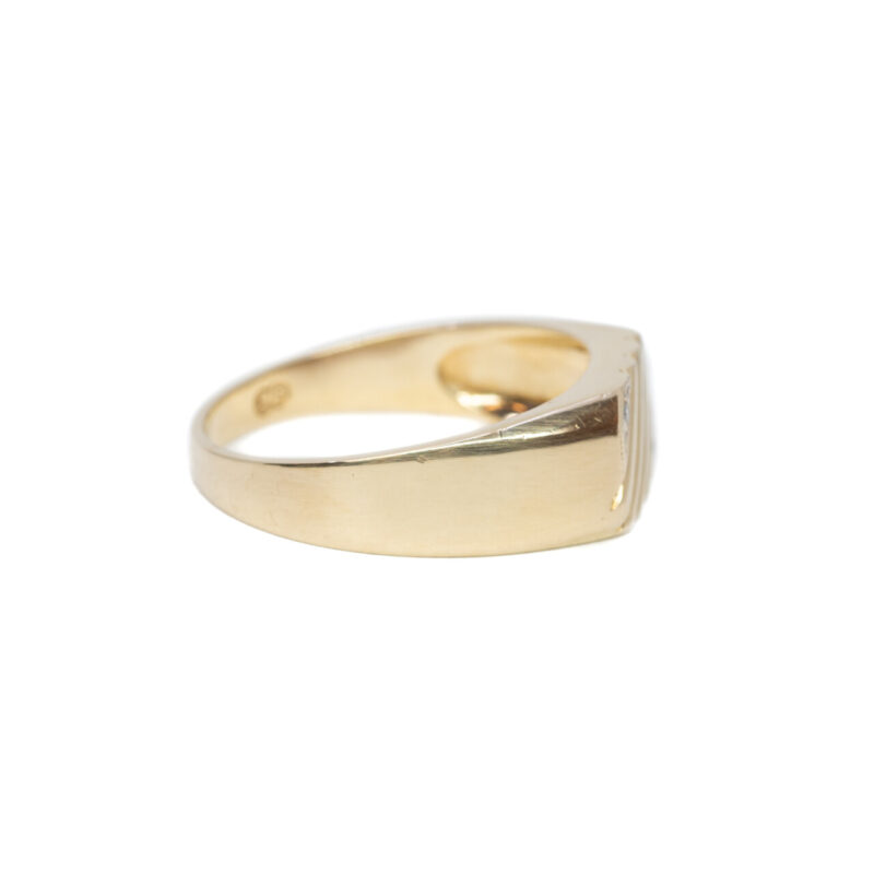 9ct Yellow Gold Diamond Men's Signet Ring Size W #64199