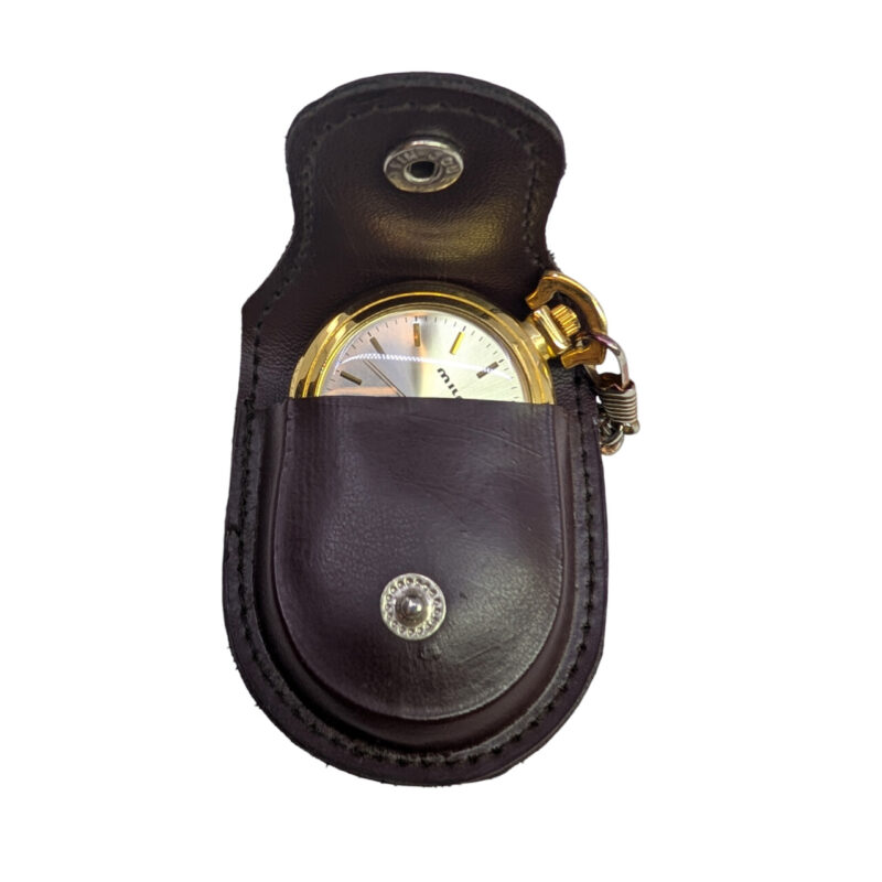 Gold Plated Milan Pocket / Fob Watch with Leather Clip-Case #64976 - Image 5