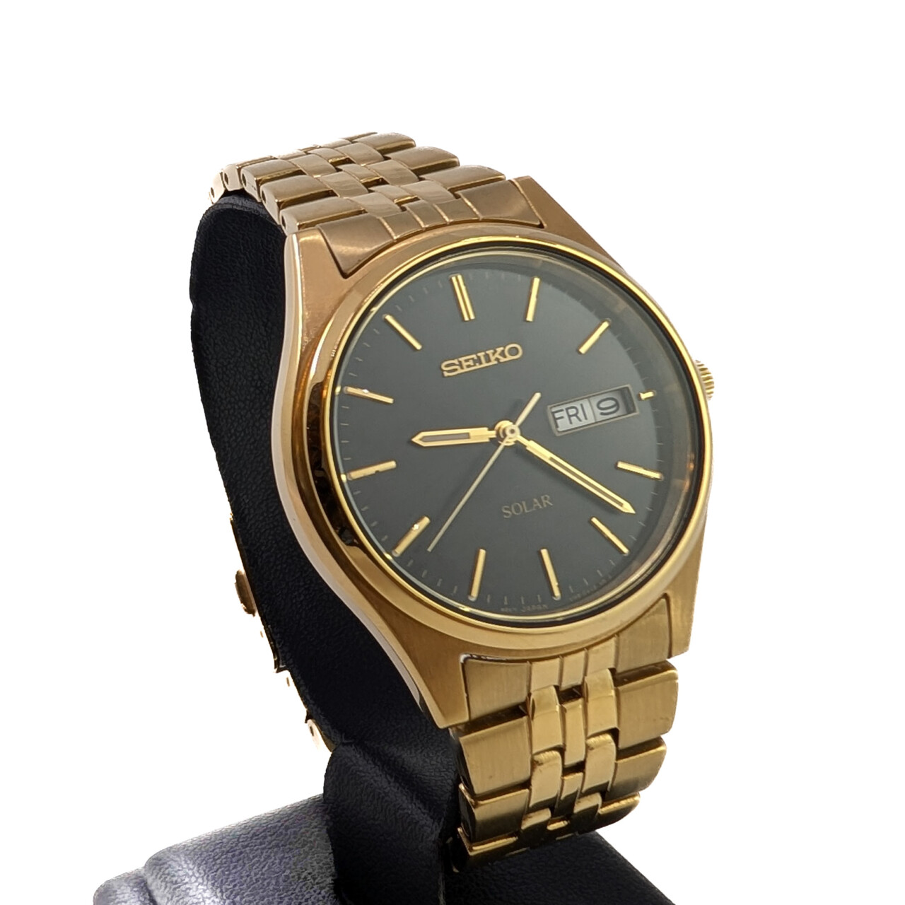 Seiko V158-0AA0 Gold Solar Gents Watch 37mm - Near-New Condition
