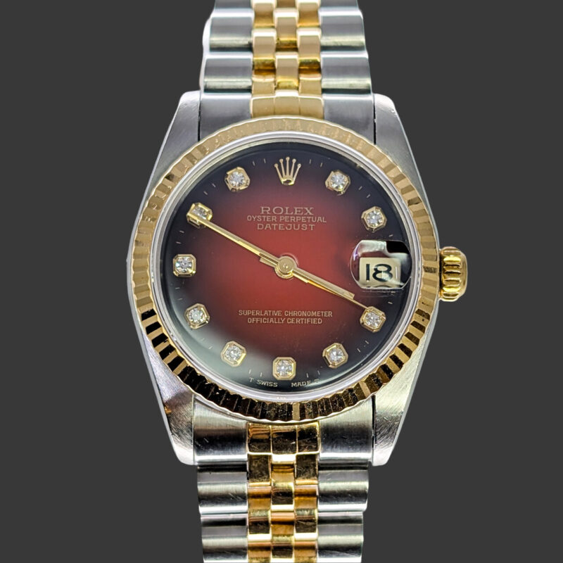 Rolex DateJust 31mm 78273 Watch – Two-Tone with Red Diamond Dial c.1999 #65310