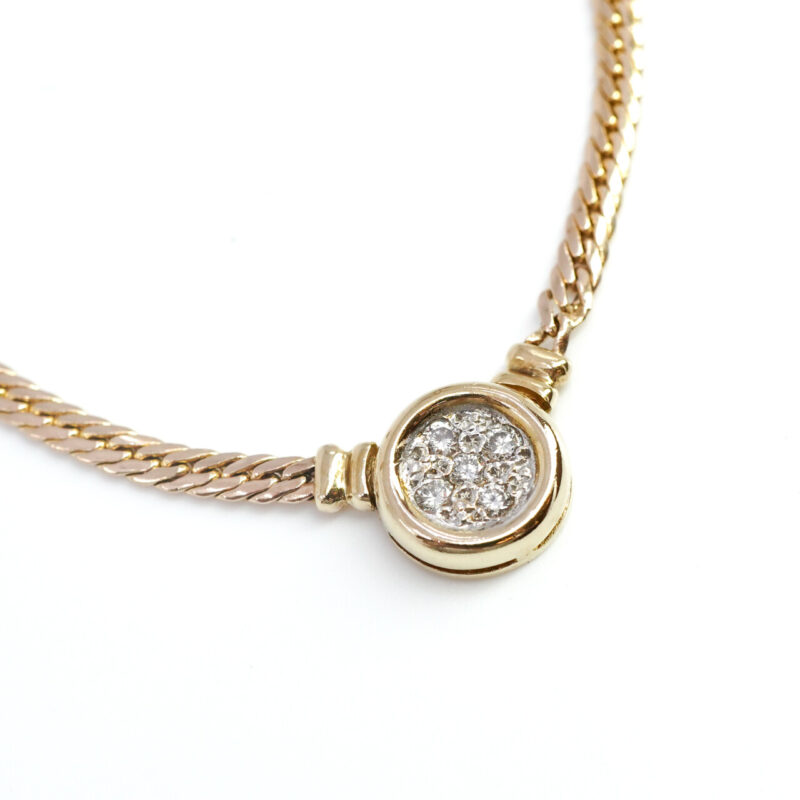 Omega Necklace with Diamond Centrepiece - 9ct Yellow Gold #65342