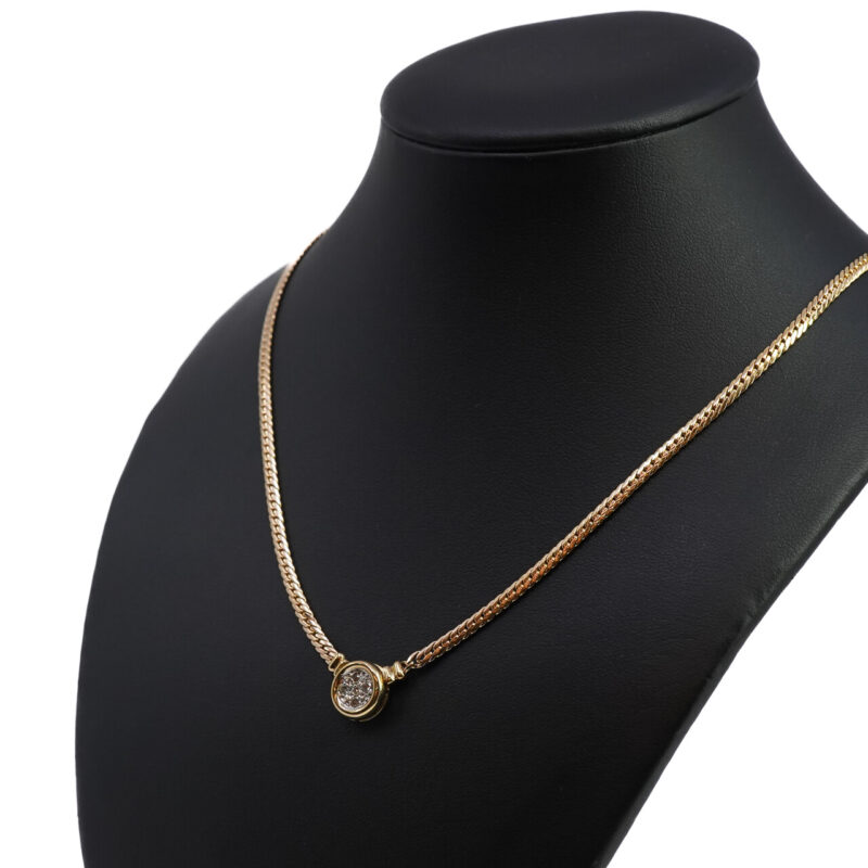 Omega Necklace with Diamond Centrepiece - 9ct Yellow Gold #65342