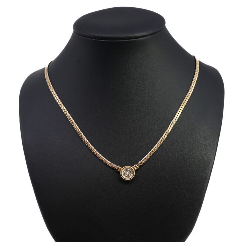 Omega Necklace with Diamond Centrepiece - 9ct Yellow Gold #65342