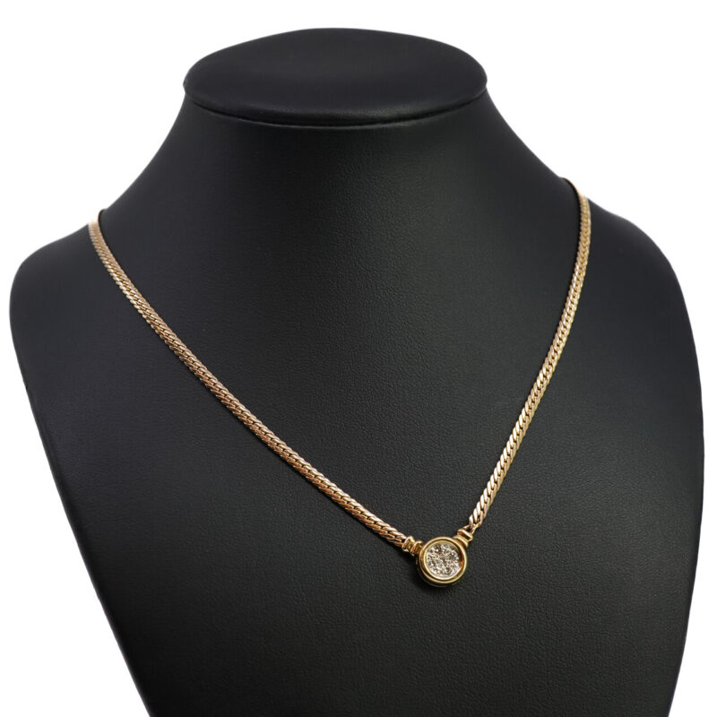 Omega Necklace with Diamond Centrepiece - 9ct Yellow Gold #65342